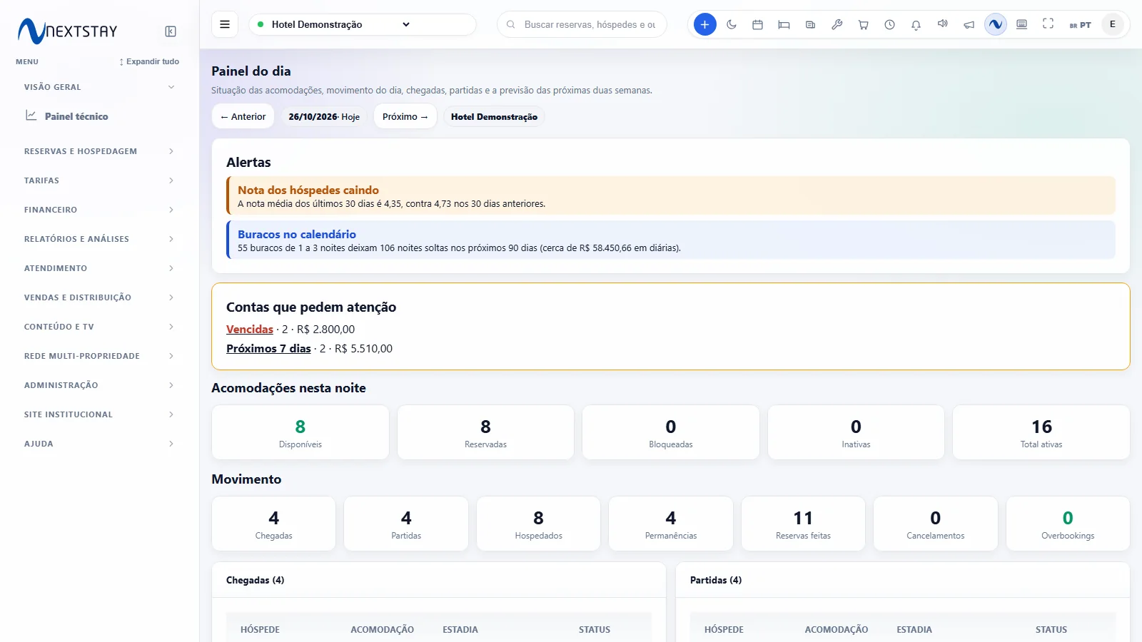 Um calendário que a recepção entende em segundos